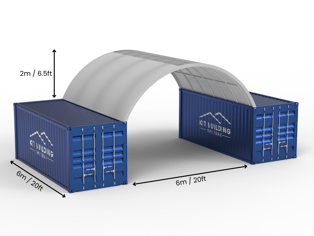 Vão de 6m (20ft) | Toldos para Contêiner 20ft de Largura, 6,5ft de Altura (6m x 2m)