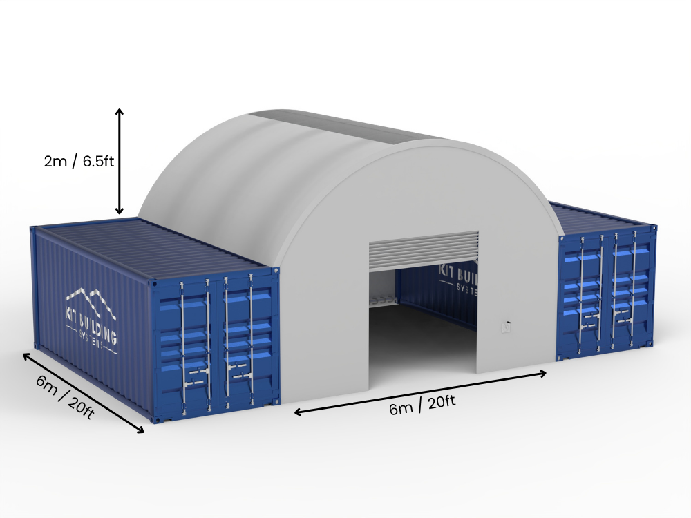 Vão de 6m (20ft) | Toldos para Contêiner 20ft de Largura, 6,5ft de Altura (6m x 2m)