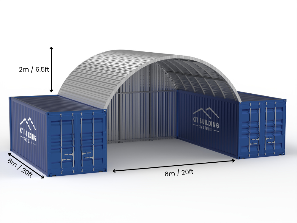 Vão de 6m (20ft) | Coberturas de Contêiner de Aço 20ft de Largura, 6,5ft de Altura (6m x 2m)