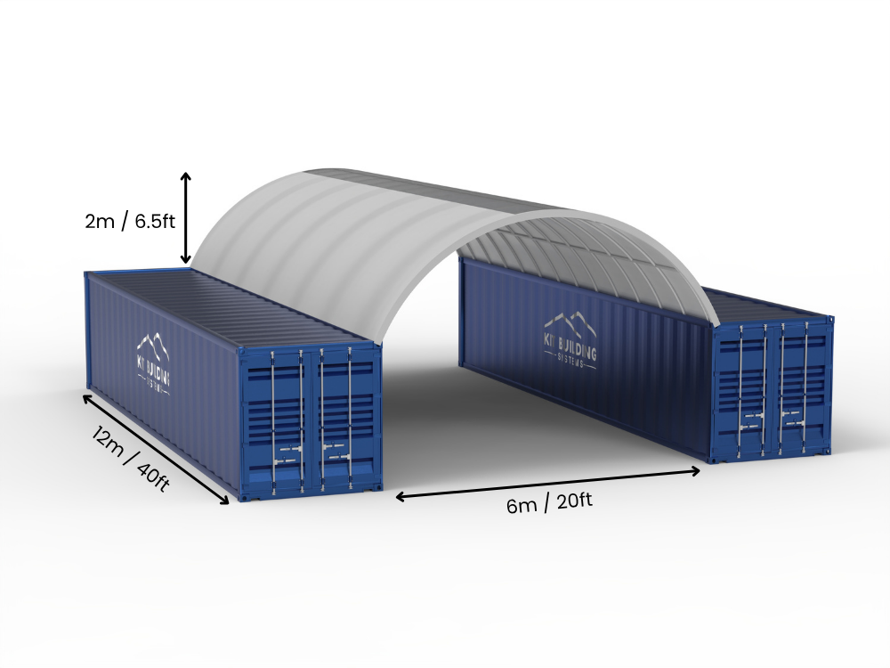 Vão de 6m (20ft) | Toldos para Contêiner 20ft de Largura, 6,5ft de Altura (6m x 2m)