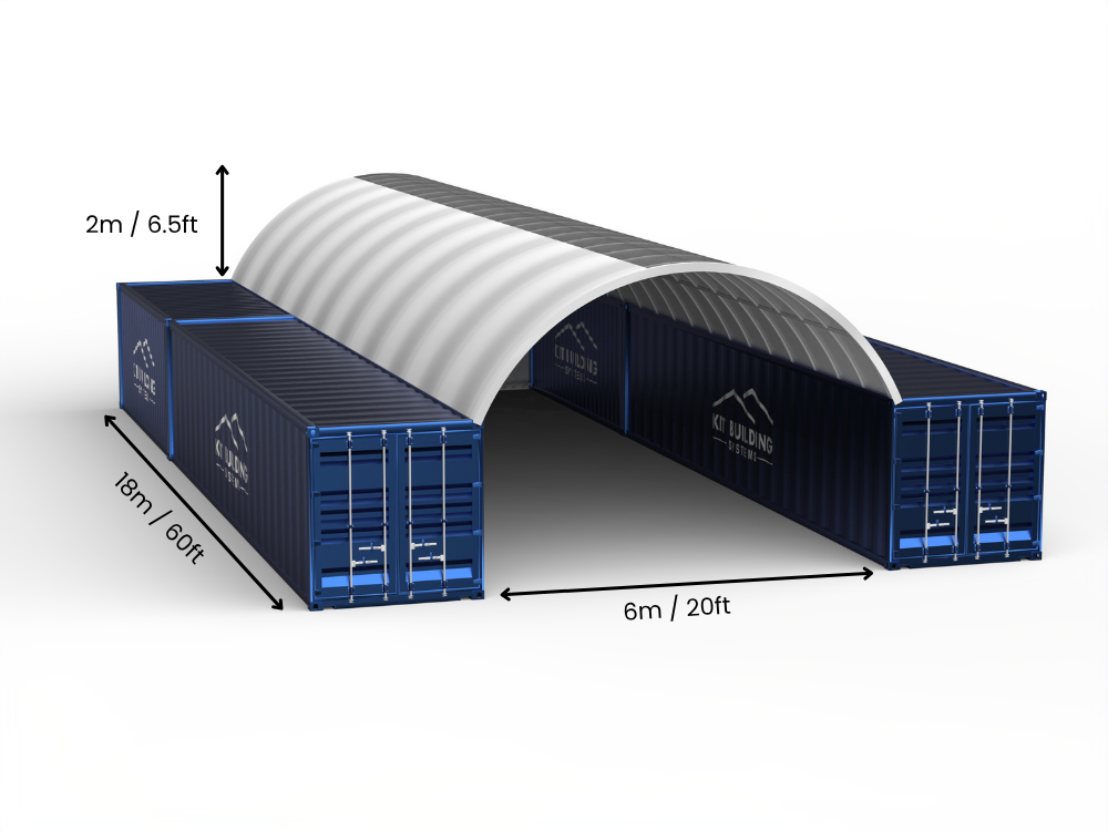 Vão de 6m (20ft) | Toldos para Contêiner 20ft de Largura, 6,5ft de Altura (6m x 2m)