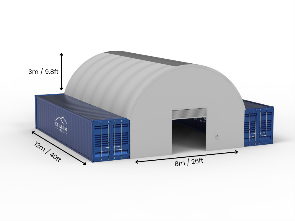 Vão de 8m (26ft) | Toldo para Contêiner 26ft de Largura, 10ft de Altura (8m x 3m)