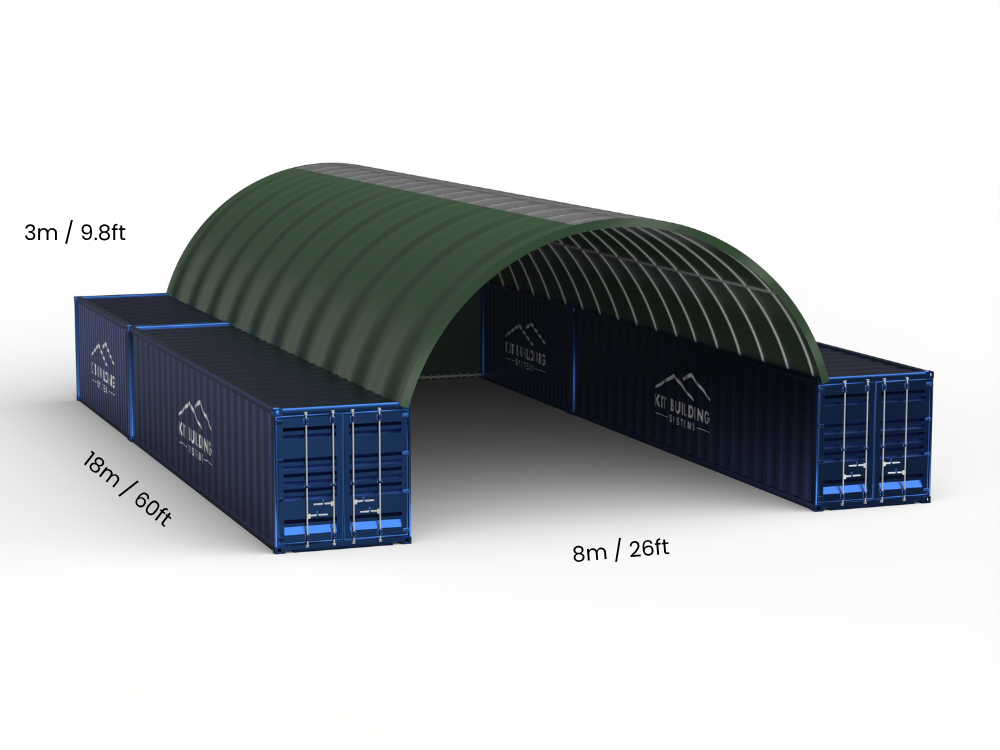 Vão de 8m (26ft) | Toldo para Contêiner 26ft de Largura, 10ft de Altura (8m x 3m)
