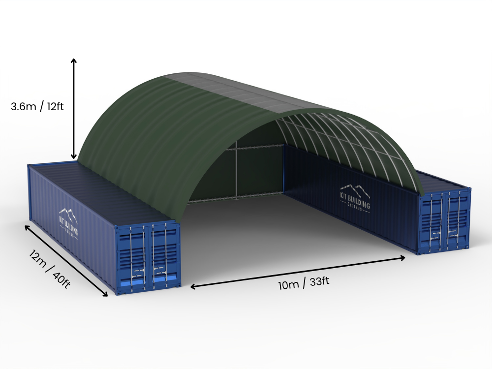 Vão de 10m (33ft) | Toldos para Contêineres - 33ft x 12ft (10m x 3,6m)