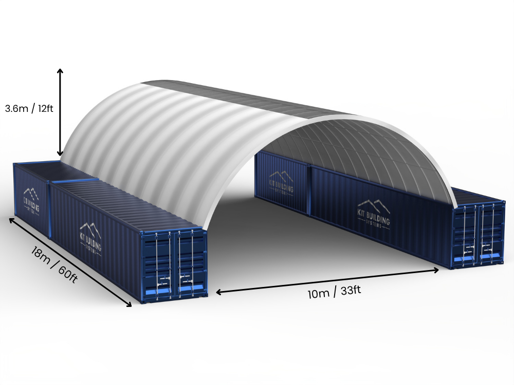Vão de 10m (33ft) | Toldos para Contêineres - 33ft x 12ft (10m x 3,6m)