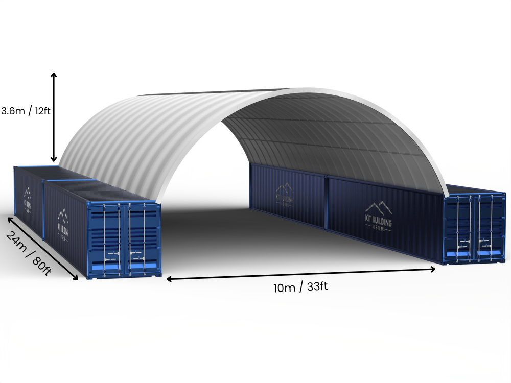 Vão de 10m (33ft) | Toldos para Contêineres - 33ft x 12ft (10m x 3,6m)