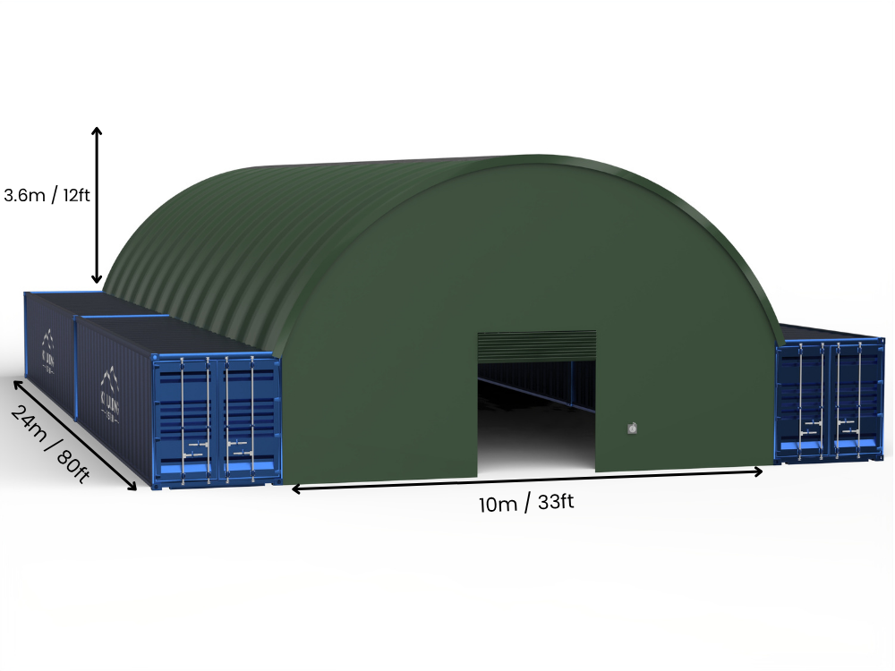 Vão de 10m (33ft) | Toldos para Contêineres - 33ft x 12ft (10m x 3,6m)
