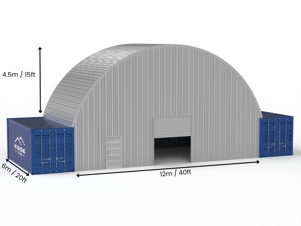 Vão de 12m (40ft) | Coberturas de Contêiner de Aço - 40ft x 15ft (12m x 4,5m)