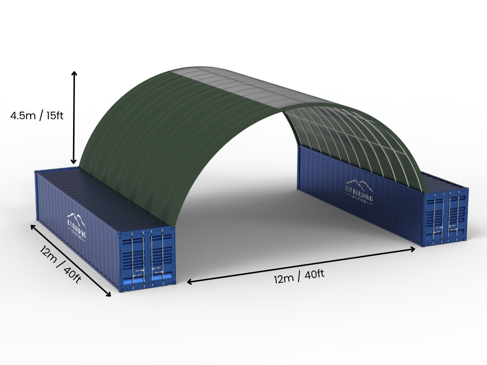 Vão de 12m (40 pés) | Toldos para Contêineres - 40 pés x 12 pés (12m x 4,5m)