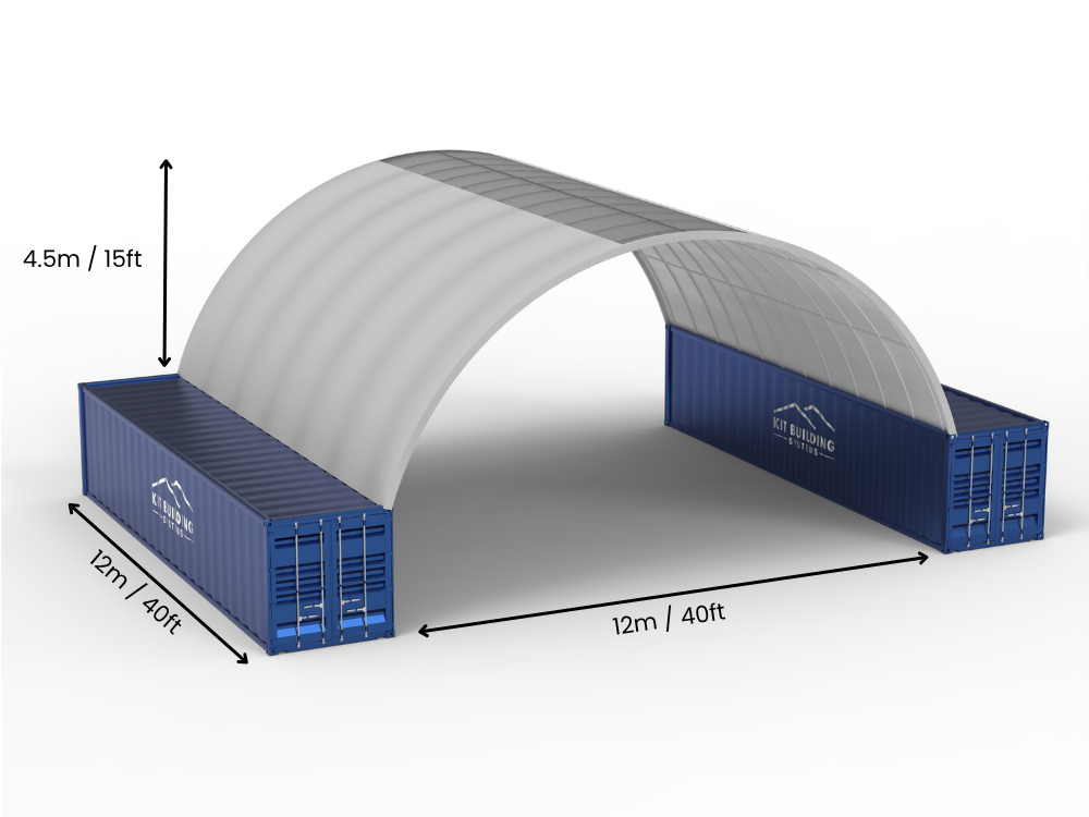 Vão de 12m (40 pés) | Toldos para Contêineres - 40 pés x 12 pés (12m x 4,5m)