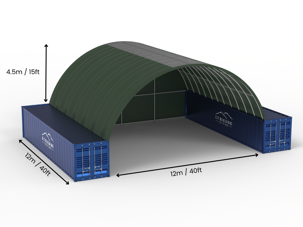 Vão de 12m (40 pés) | Toldos para Contêineres - 40 pés x 12 pés (12m x 4,5m)