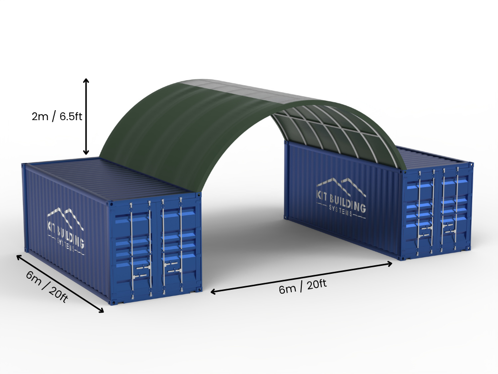 Vão de 6m (20ft) | Toldos para Contêiner 20ft de Largura, 6,5ft de Altura (6m x 2m)