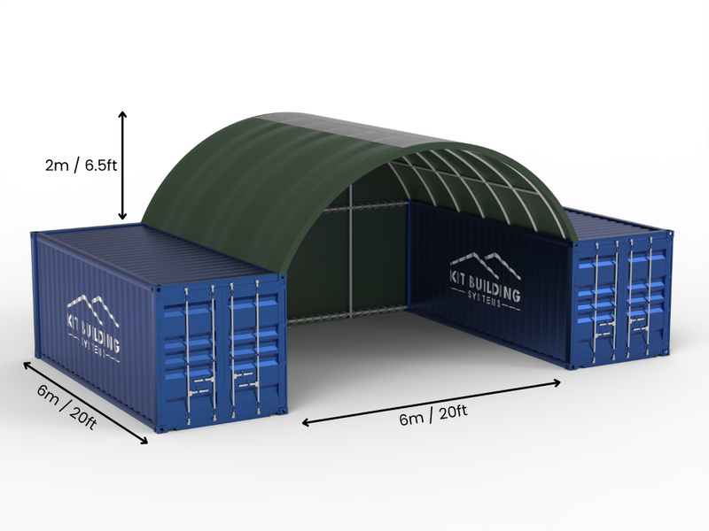 Vão de 6m (20ft) | Toldos para Contêiner 20ft de Largura, 6,5ft de Altura (6m x 2m)