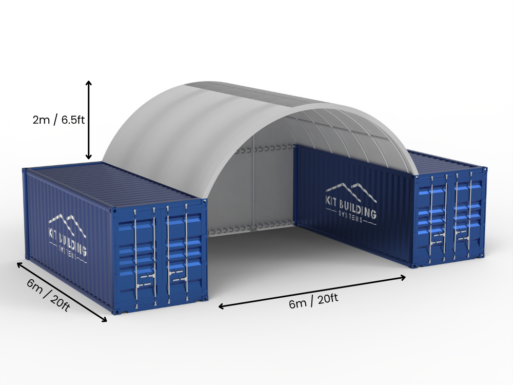 Vão de 6m (20ft) | Toldos para Contêiner 20ft de Largura, 6,5ft de Altura (6m x 2m)