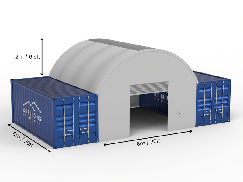 Vão de 6m (20ft) | Toldos para Contêiner 20ft de Largura, 6,5ft de Altura (6m x 2m)
