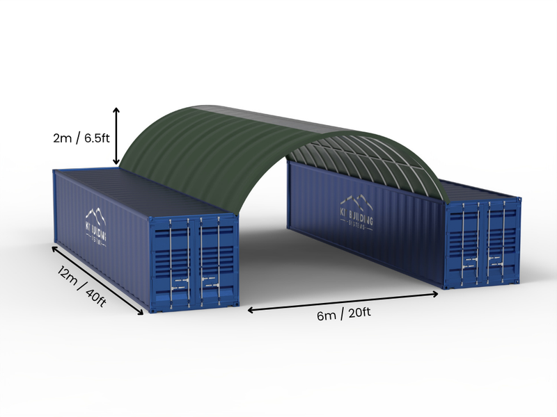 Vão de 6m (20ft) | Toldos para Contêiner 20ft de Largura, 6,5ft de Altura (6m x 2m)