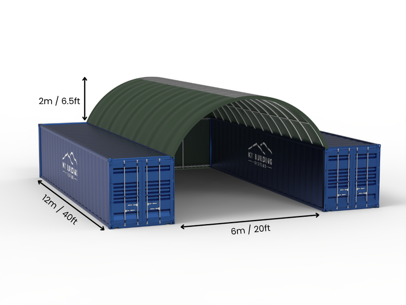Vão de 6m (20ft) | Toldos para Contêiner 20ft de Largura, 6,5ft de Altura (6m x 2m)