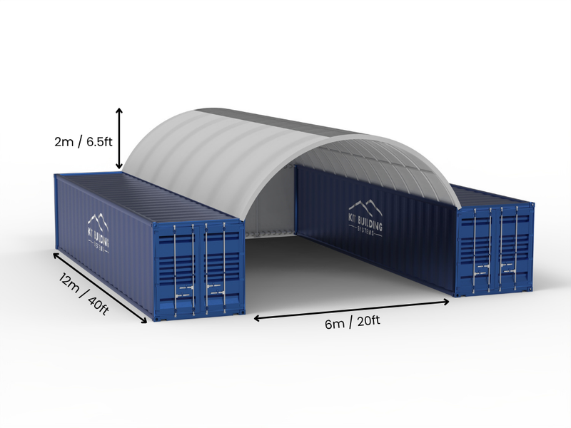 Vão de 6m (20ft) | Toldos para Contêiner 20ft de Largura, 6,5ft de Altura (6m x 2m)
