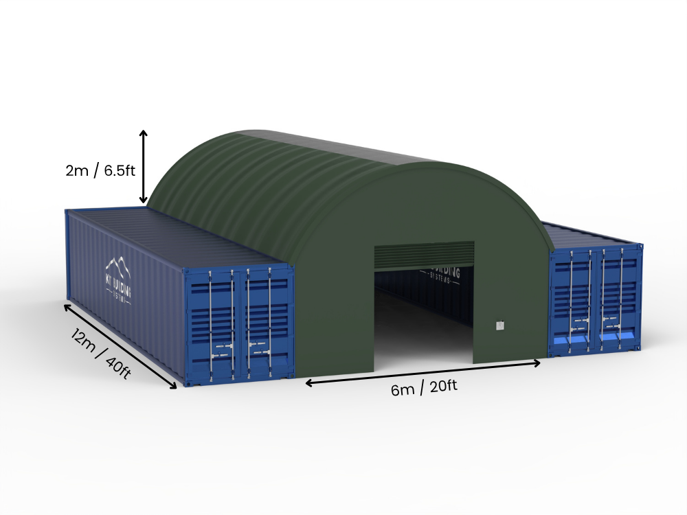 Vão de 6m (20ft) | Toldos para Contêiner 20ft de Largura, 6,5ft de Altura (6m x 2m)