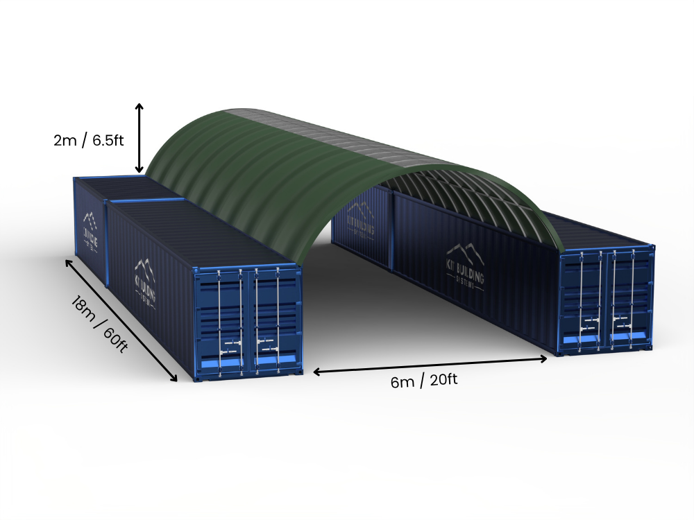 Vão de 6m (20ft) | Toldos para Contêiner 20ft de Largura, 6,5ft de Altura (6m x 2m)