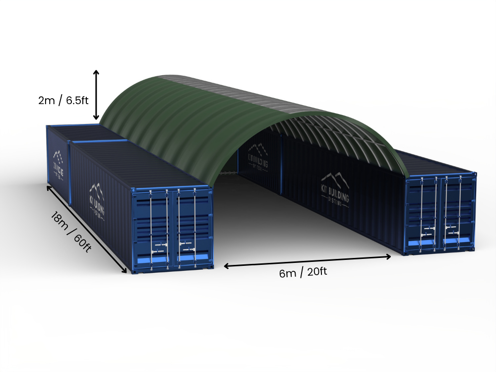 Vão de 6m (20ft) | Toldos para Contêiner 20ft de Largura, 6,5ft de Altura (6m x 2m)