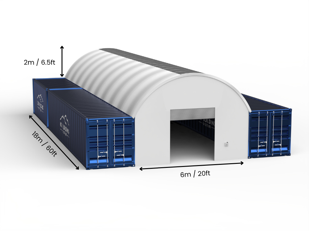 Vão de 6m (20ft) | Toldos para Contêiner 20ft de Largura, 6,5ft de Altura (6m x 2m)