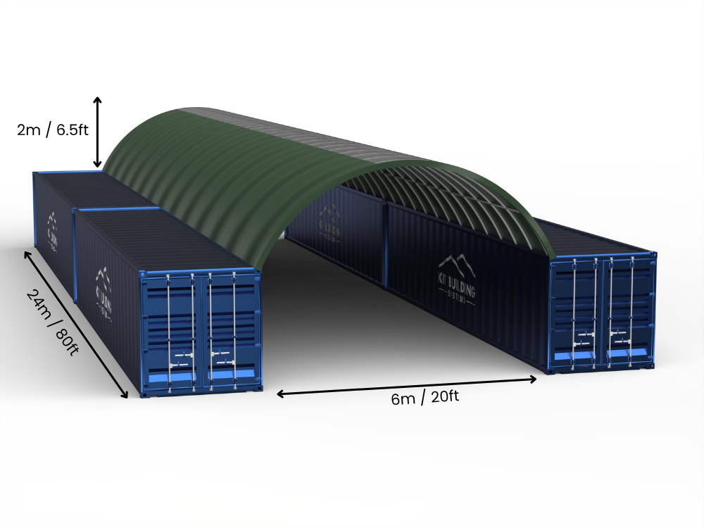 Vão de 6m (20ft) | Toldos para Contêiner 20ft de Largura, 6,5ft de Altura (6m x 2m)