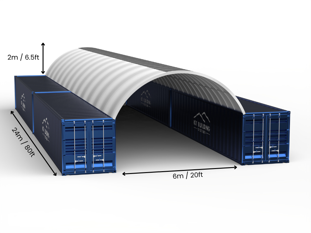 Vão de 6m (20ft) | Toldos para Contêiner 20ft de Largura, 6,5ft de Altura (6m x 2m)