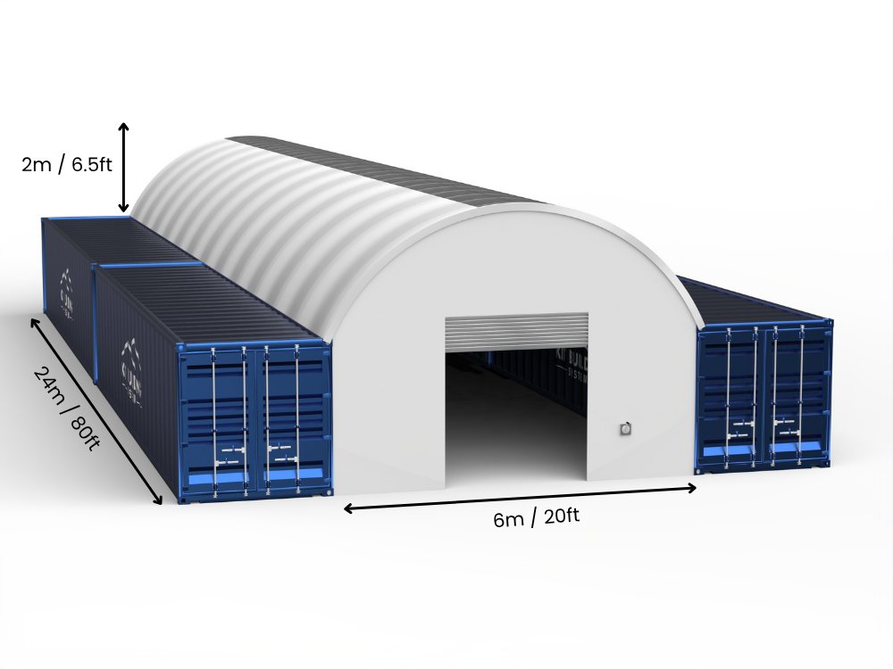 Vão de 6m (20ft) | Toldos para Contêiner 20ft de Largura, 6,5ft de Altura (6m x 2m)