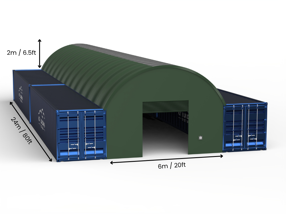 Vão de 6m (20ft) | Toldos para Contêiner 20ft de Largura, 6,5ft de Altura (6m x 2m)