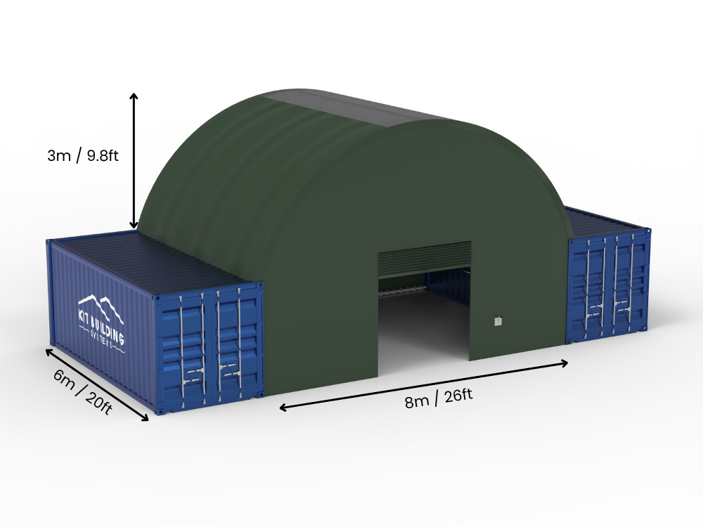 Vão de 8m (26ft) | Toldo para Contêiner 26ft de Largura, 10ft de Altura (8m x 3m)