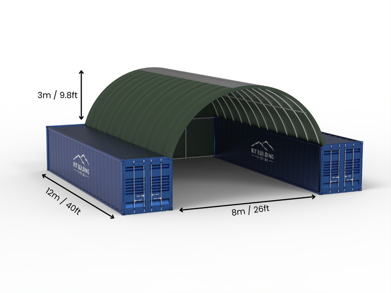 Vão de 8m (26ft) | Toldo para Contêiner 26ft de Largura, 10ft de Altura (8m x 3m)