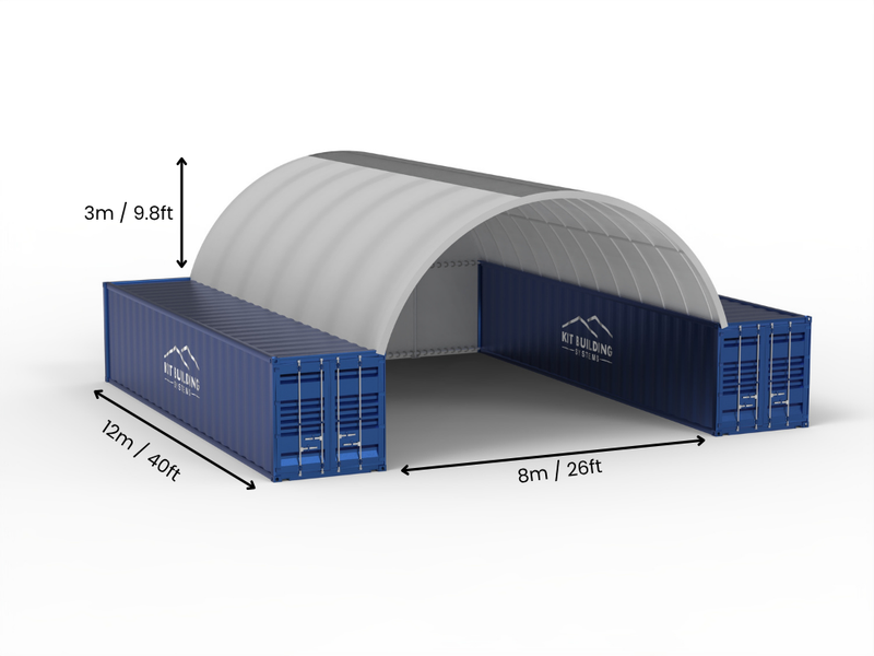 Vão de 8m (26ft) | Toldo para Contêiner 26ft de Largura, 10ft de Altura (8m x 3m)