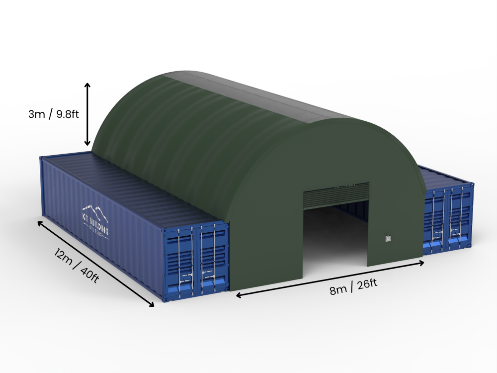 Vão de 8m (26ft) | Toldo para Contêiner 26ft de Largura, 10ft de Altura (8m x 3m)