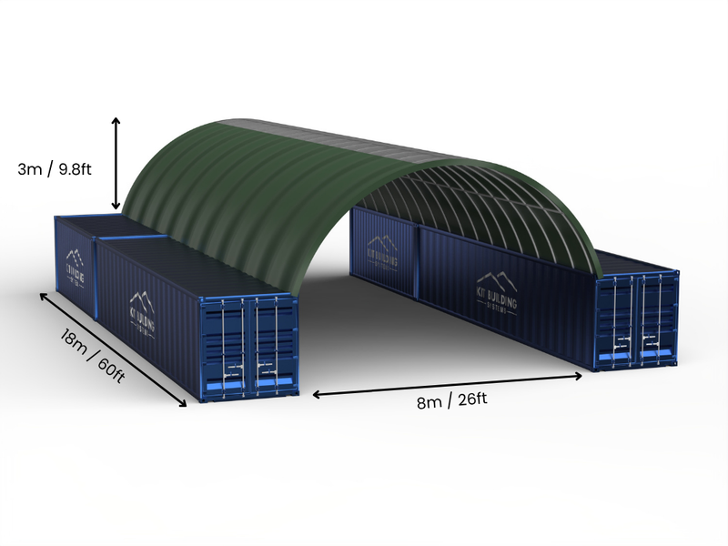 Vão de 8m (26ft) | Toldo para Contêiner 26ft de Largura, 10ft de Altura (8m x 3m)