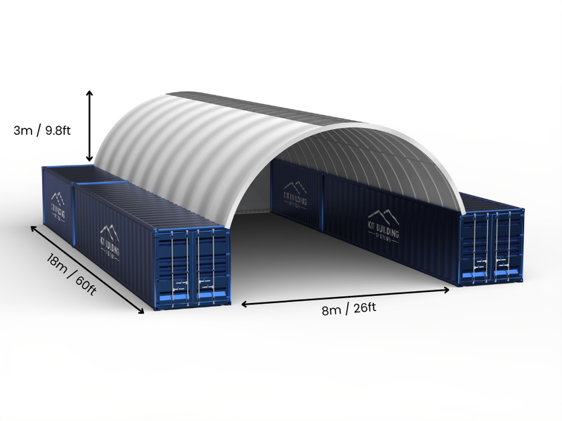 Vão de 8m (26ft) | Toldo para Contêiner 26ft de Largura, 10ft de Altura (8m x 3m)