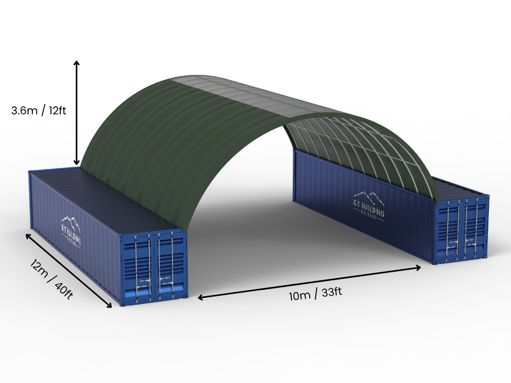 Vão de 10m (33ft) | Toldos para Contêineres - 33ft x 12ft (10m x 3,6m)