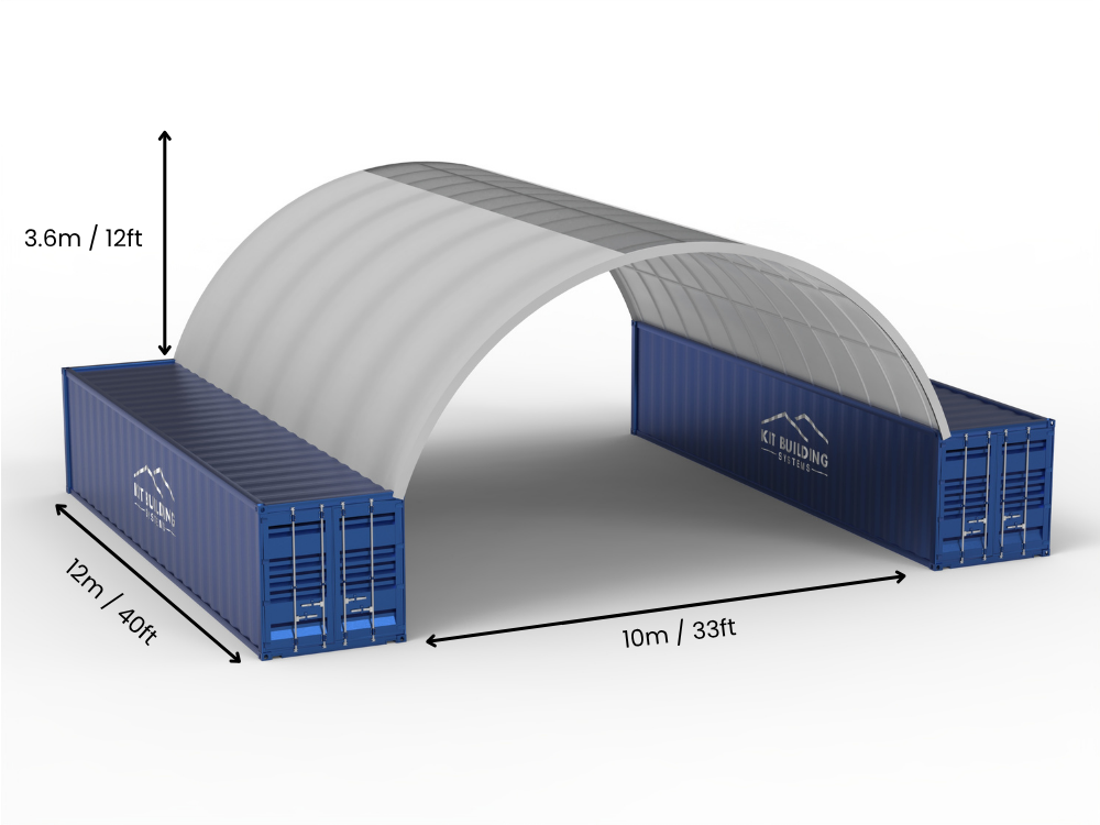 Vão de 10m (33ft) | Toldos para Contêineres - 33ft x 12ft (10m x 3,6m)