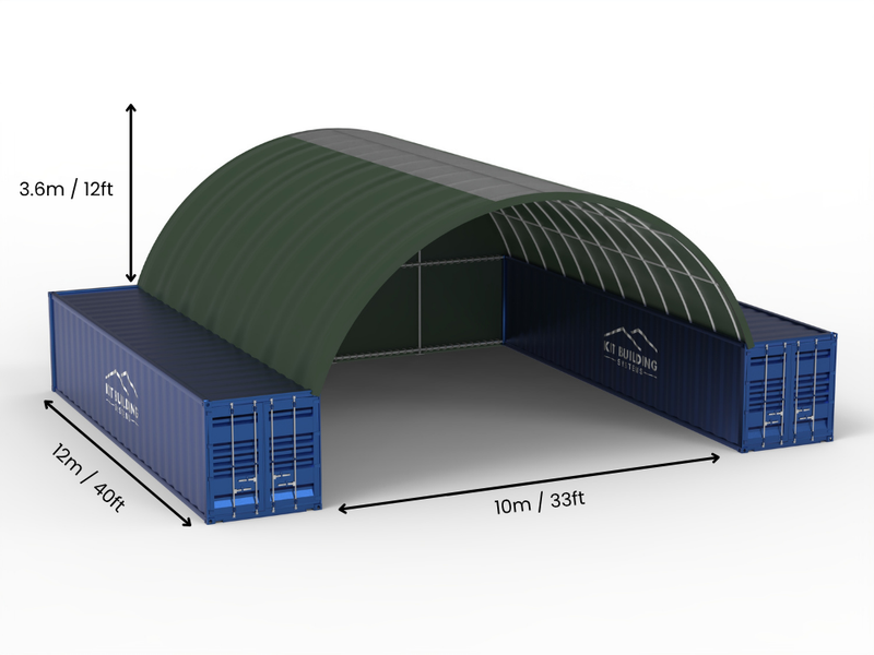 Vão de 10m (33ft) | Toldos para Contêineres - 33ft x 12ft (10m x 3,6m)