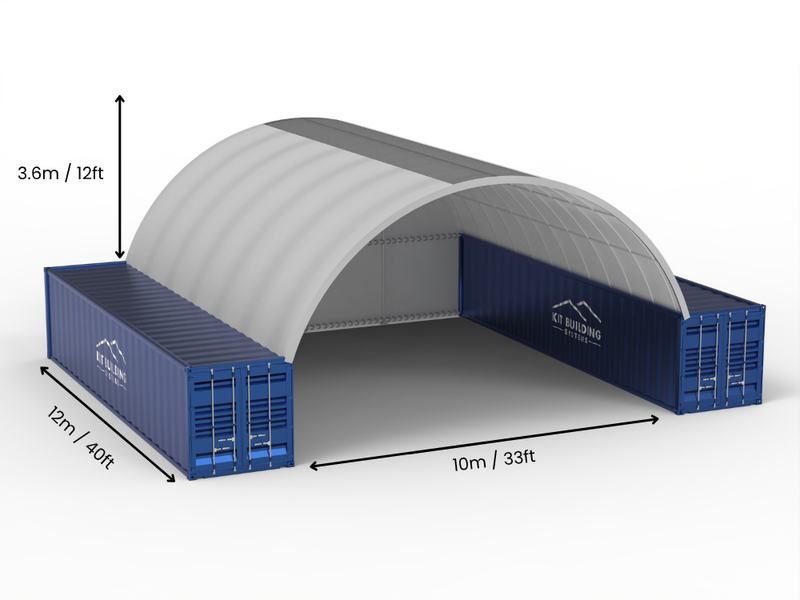 Vão de 10m (33ft) | Toldos para Contêineres - 33ft x 12ft (10m x 3,6m)