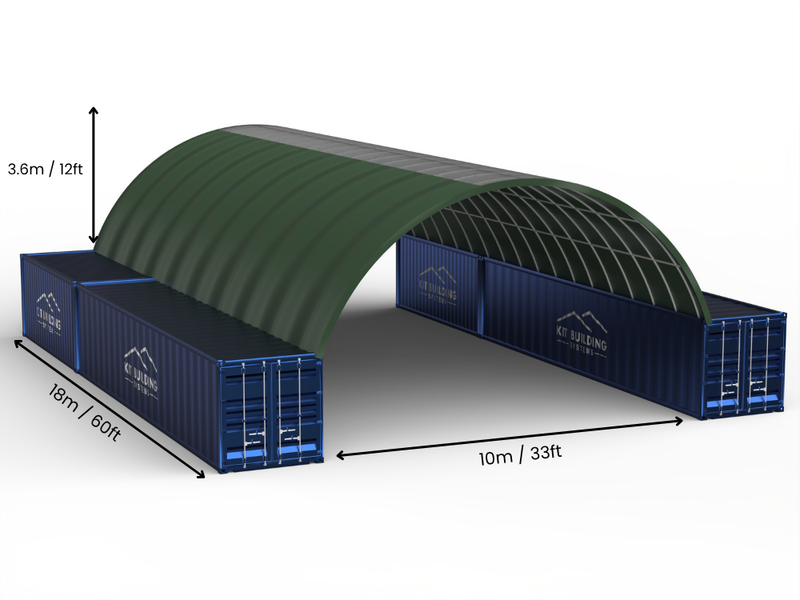 Vão de 10m (33ft) | Toldos para Contêineres - 33ft x 12ft (10m x 3,6m)