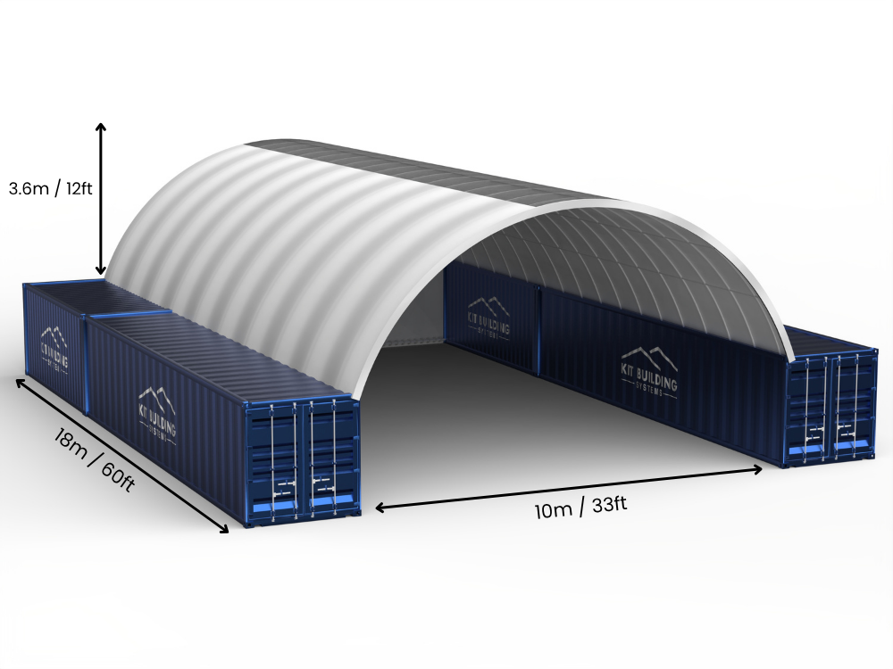 Vão de 10m (33ft) | Toldos para Contêineres - 33ft x 12ft (10m x 3,6m)