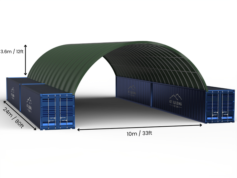 Vão de 10m (33ft) | Toldos para Contêineres - 33ft x 12ft (10m x 3,6m)