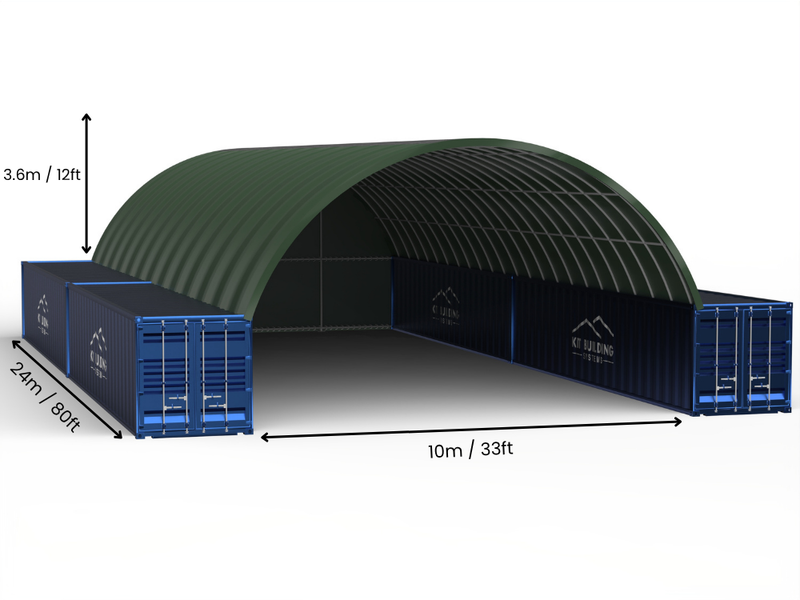 Vão de 10m (33ft) | Toldos para Contêineres - 33ft x 12ft (10m x 3,6m)