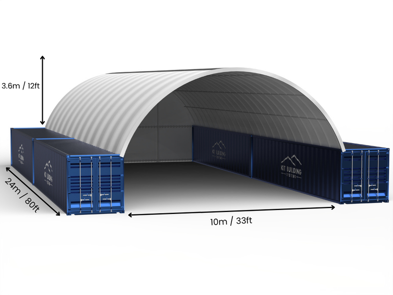 Vão de 10m (33ft) | Toldos para Contêineres - 33ft x 12ft (10m x 3,6m)