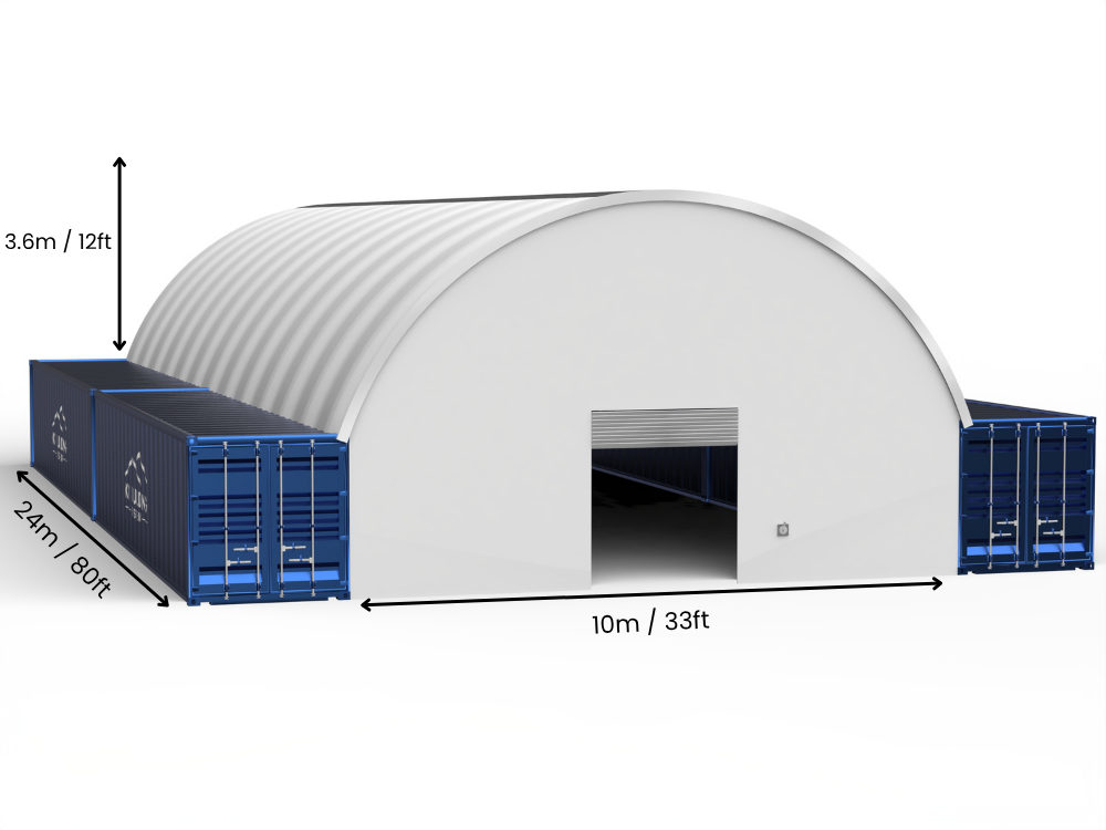 Vão de 10m (33ft) | Toldos para Contêineres - 33ft x 12ft (10m x 3,6m)