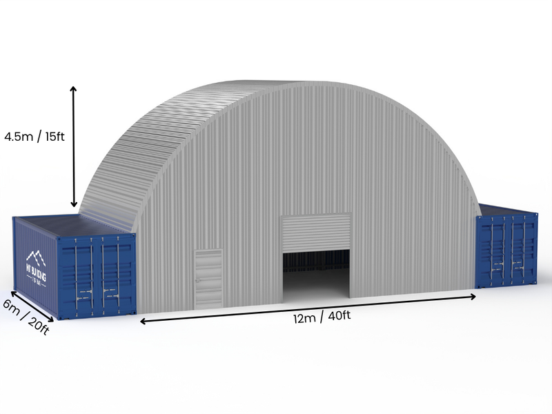 Vão de 12m (40ft) | Coberturas de Contêiner de Aço - 40ft x 15ft (12m x 4,5m)