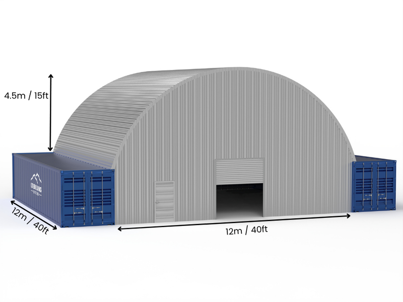 Vão de 12m (40ft) | Coberturas de Contêiner de Aço - 40ft x 15ft (12m x 4,5m)