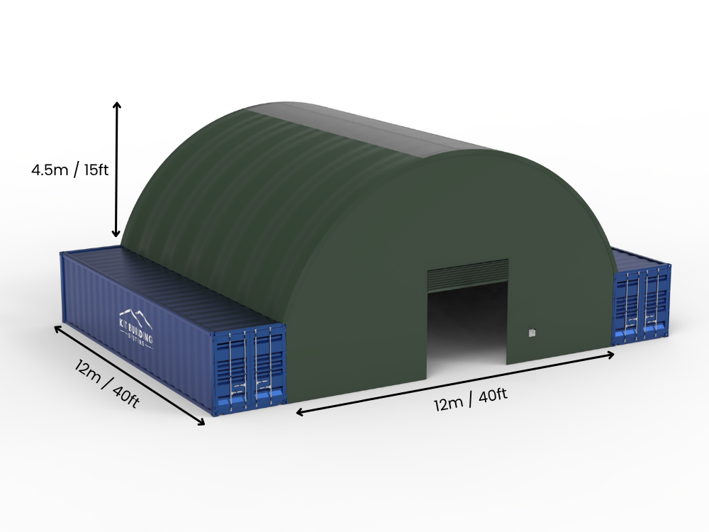 Vão de 12m (40 pés) | Toldos para Contêineres - 40 pés x 12 pés (12m x 4,5m)