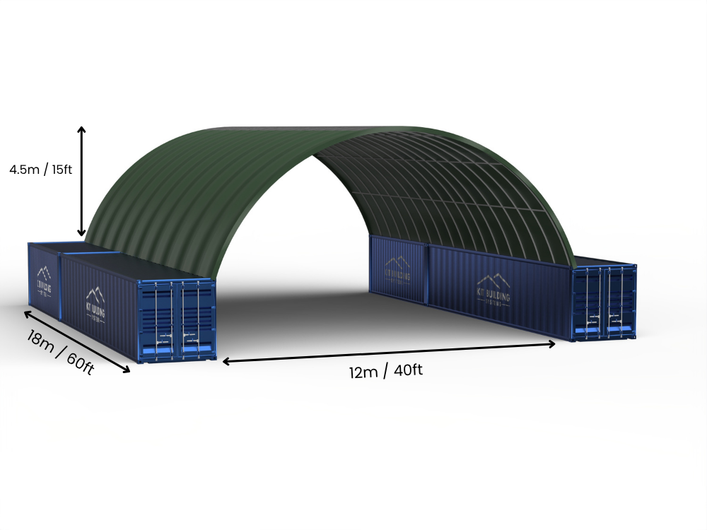 Vão de 12m (40 pés) | Toldos para Contêineres - 40 pés x 12 pés (12m x 4,5m)